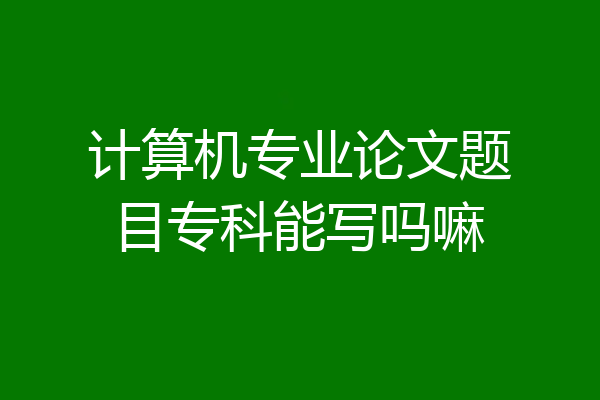 计算机专业论文题目专科能写吗嘛