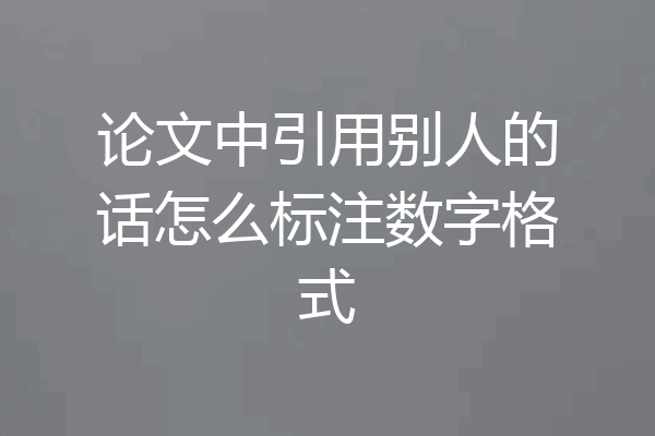 论文中引用别人的话怎么标注数字格式
