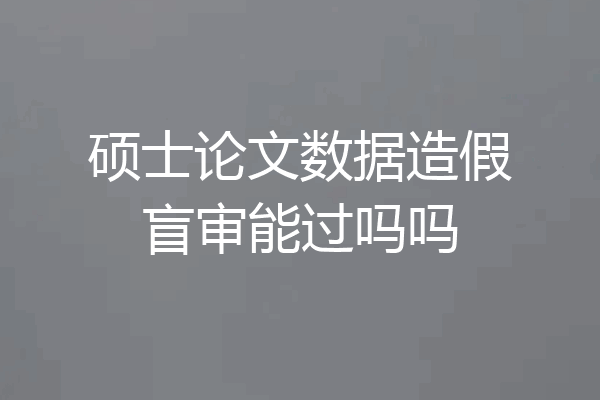 硕士论文数据造假盲审能过吗吗