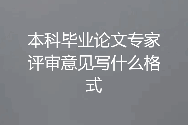 本科毕业论文专家评审意见写什么格式