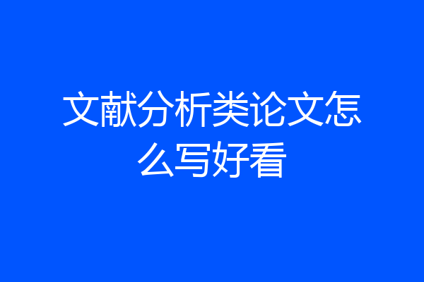 文献分析类论文怎么写好看