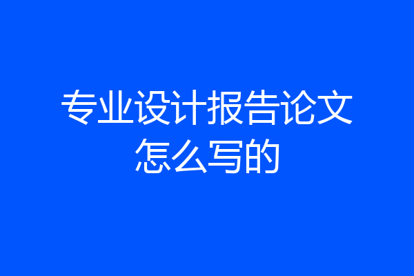 专业设计报告论文怎么写的