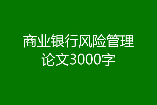 商业银行风险管理论文3000字