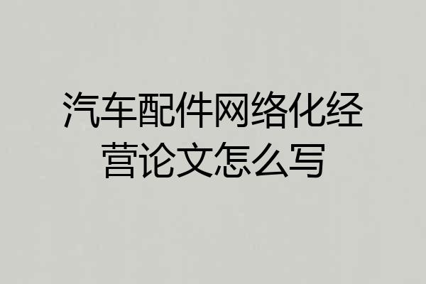 汽车配件网络化经营论文怎么写