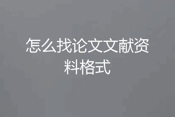 怎么找论文文献资料格式