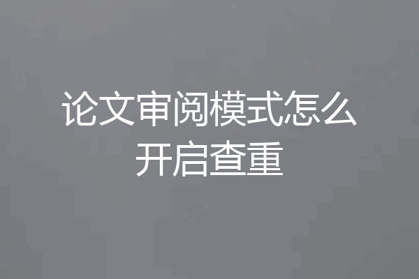 论文审阅模式怎么开启查重