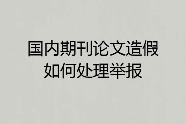 国内期刊论文造假如何处理举报