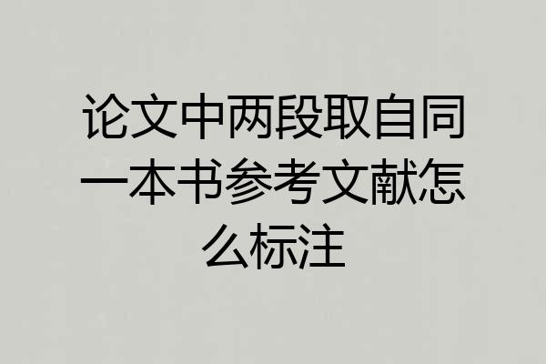 论文中两段取自同一本书参考文献怎么标注