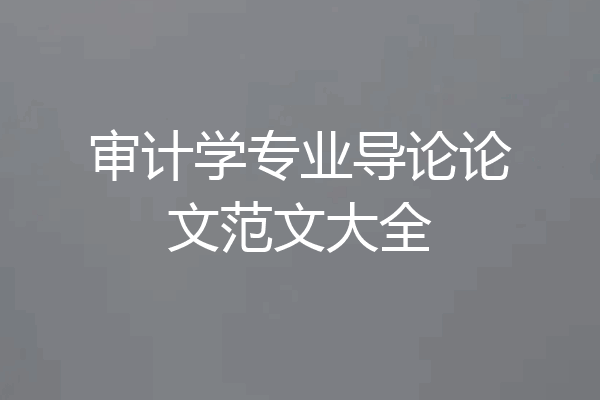 审计学专业导论论文范文大全