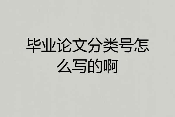 毕业论文分类号怎么写的啊
