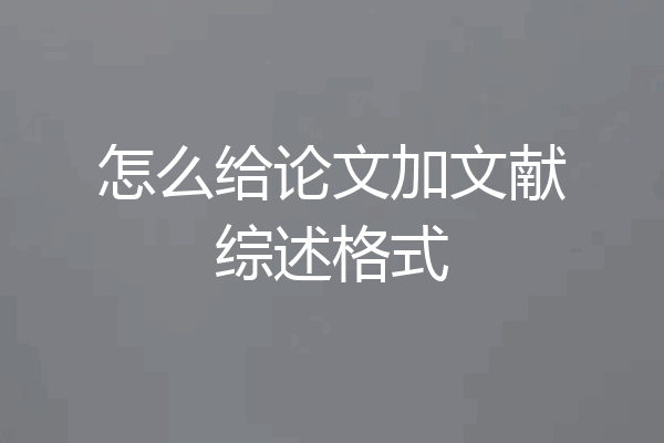怎么给论文加文献综述格式