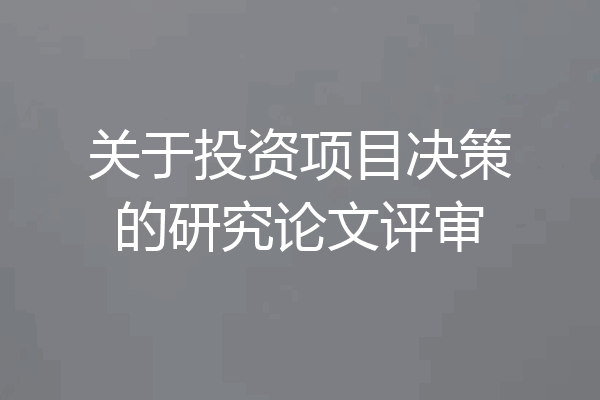关于投资项目决策的研究论文评审