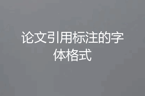 论文引用标注的字体格式