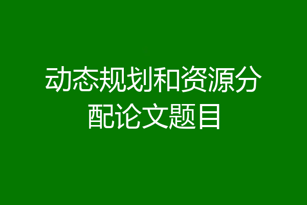 动态规划和资源分配论文题目