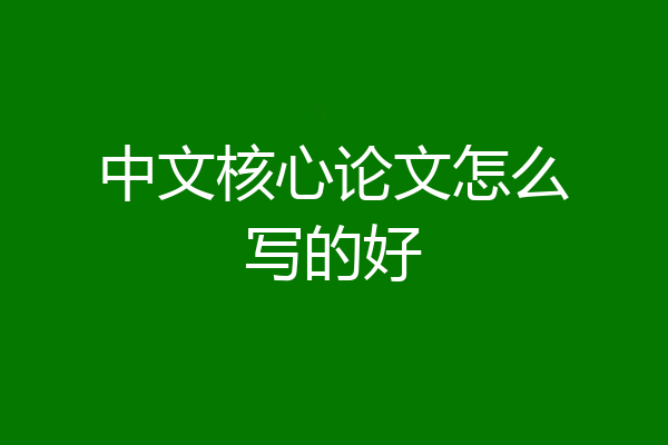中文核心论文怎么写的好