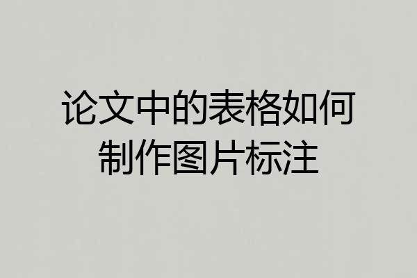 论文中的表格如何制作图片标注