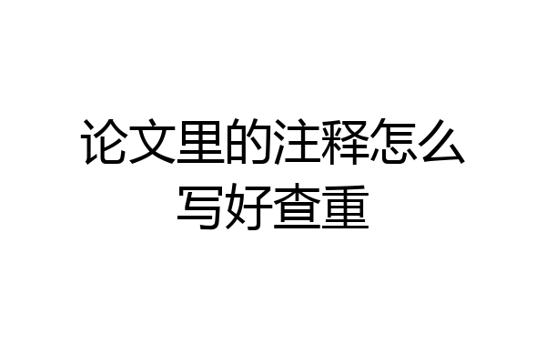 论文里的注释怎么写好查重