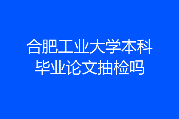 合肥工业大学本科毕业论文抽检吗