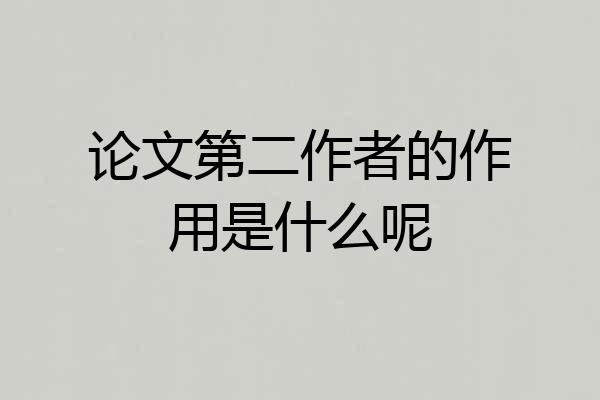 论文第二作者的作用是什么呢