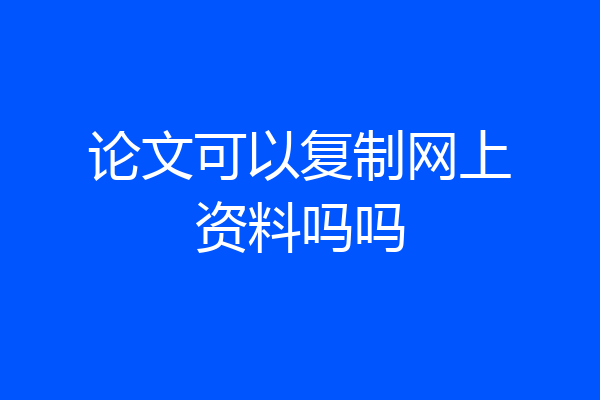 论文可以复制网上资料吗吗