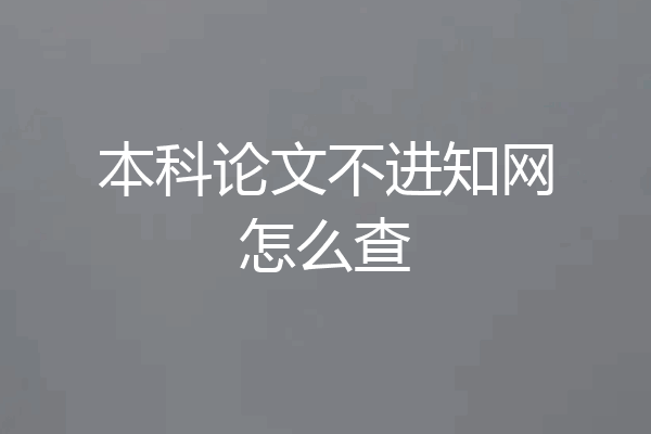 本科论文不进知网怎么查