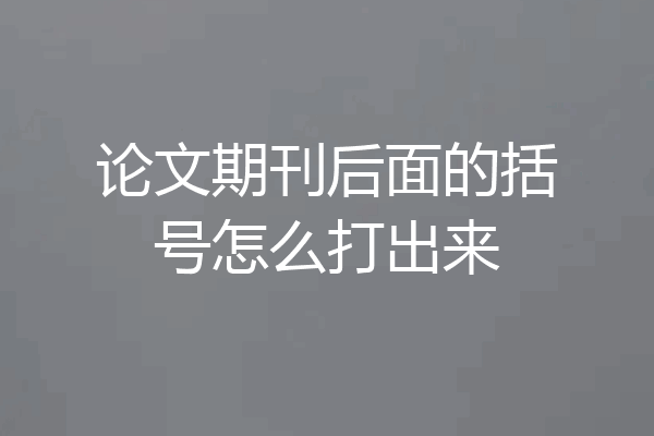 论文期刊后面的括号怎么打出来