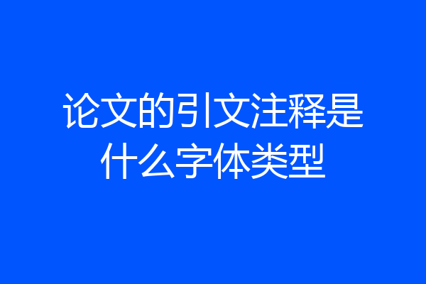 论文的引文注释是什么字体类型