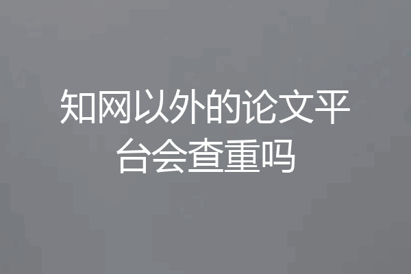 知网以外的论文平台会查重吗
