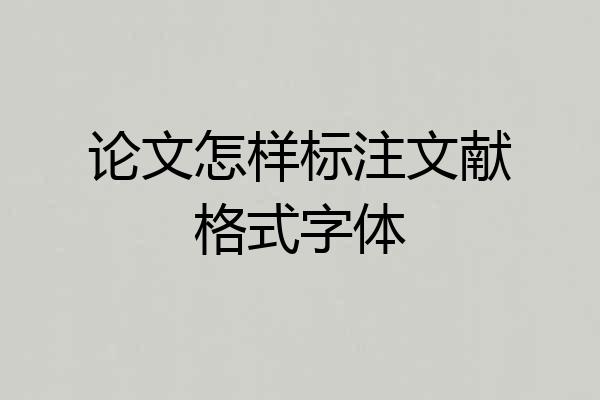 论文怎样标注文献格式字体