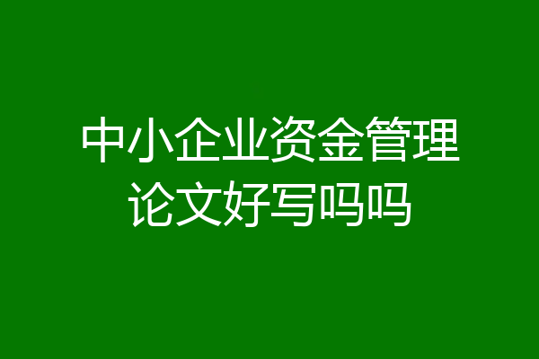 中小企业资金管理论文好写吗吗