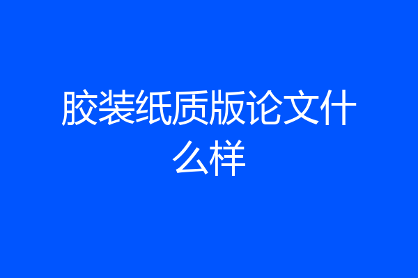 胶装纸质版论文什么样