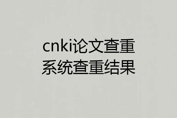 cnki论文查重系统查重结果