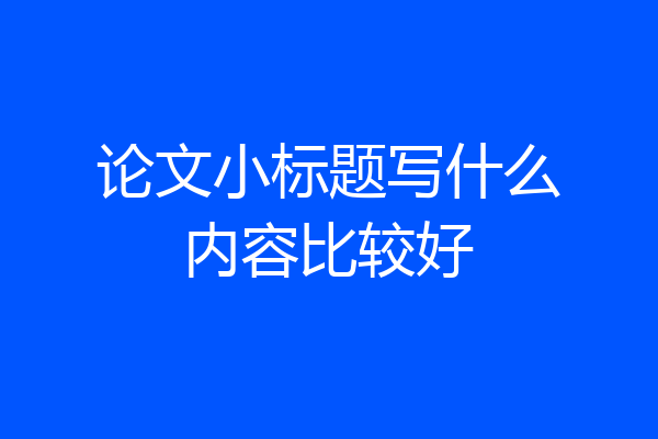 论文小标题写什么内容比较好