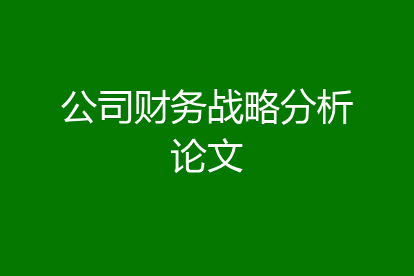 公司财务战略分析论文