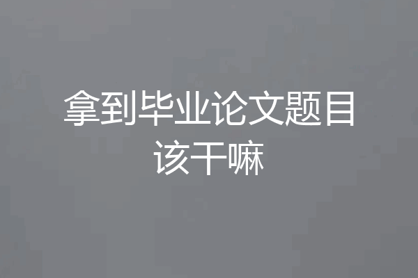 拿到毕业论文题目该干嘛