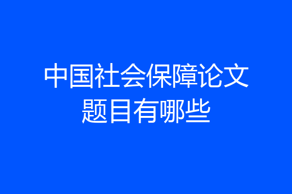 中国社会保障论文题目有哪些