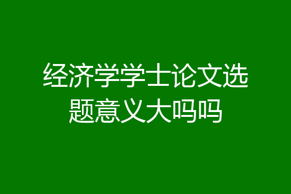 经济学学士论文选题意义大吗吗