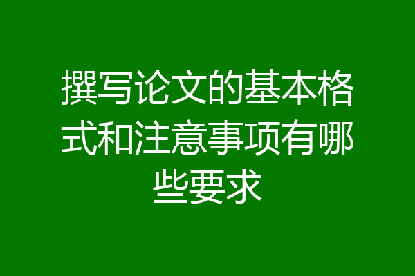 撰写论文的基本格式和注意事项有哪些要求