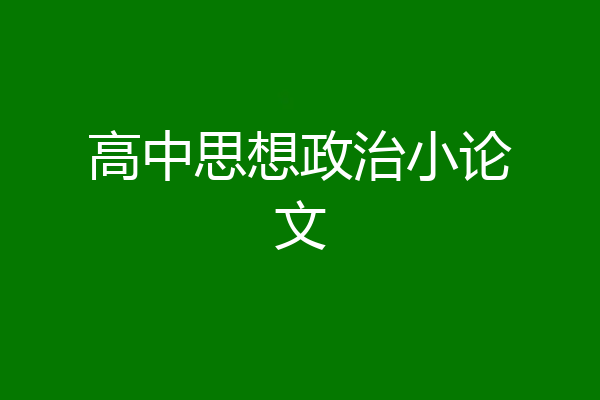 高中思想政治小论文