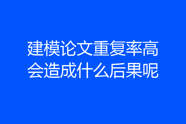 建模论文重复率高会造成什么后果呢