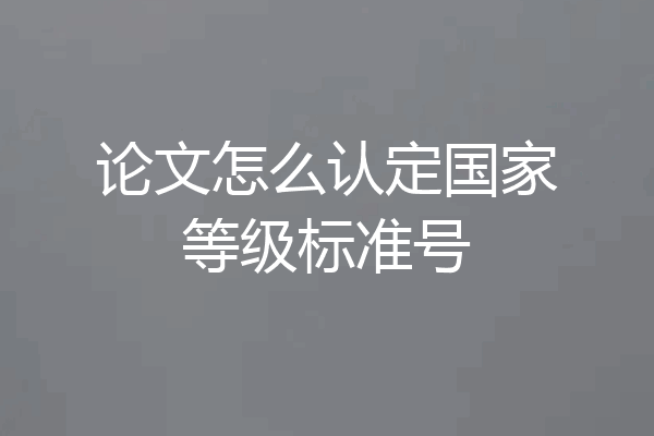 论文怎么认定国家等级标准号