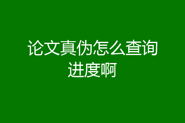 论文真伪怎么查询进度啊