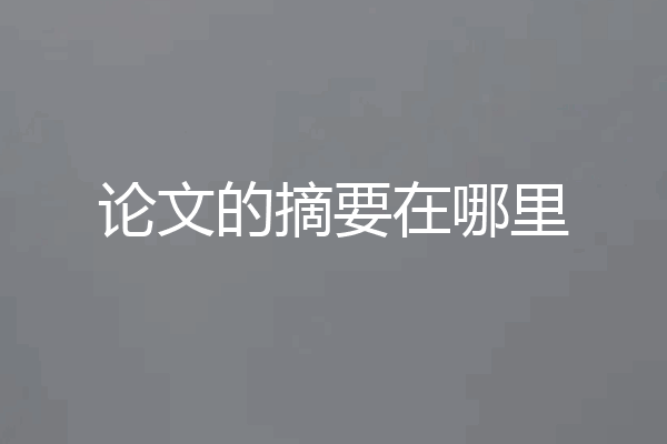 论文的摘要在哪里
