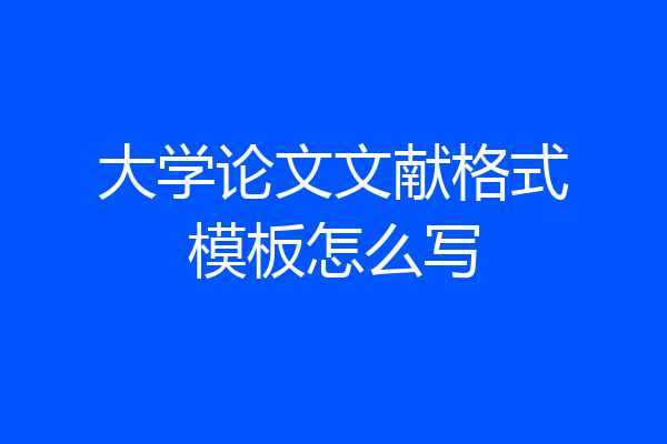 大学论文文献格式模板怎么写