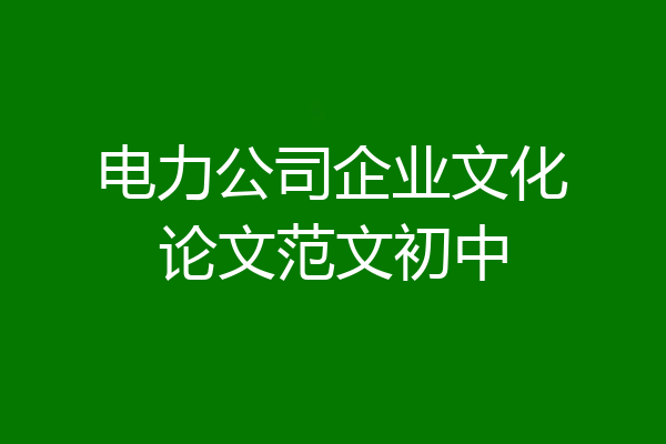 电力公司企业文化论文范文初中