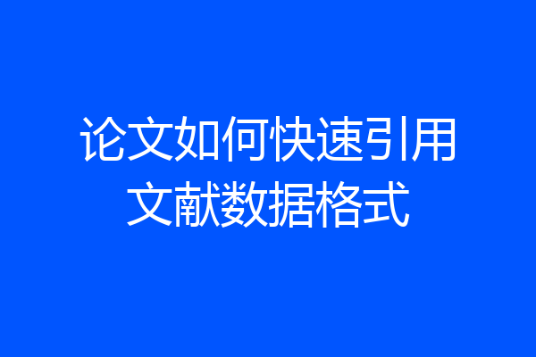 论文如何快速引用文献数据格式