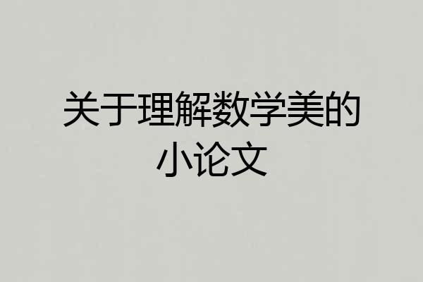 关于理解数学美的小论文