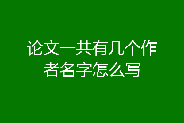 论文一共有几个作者名字怎么写