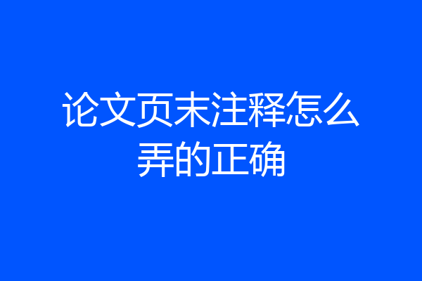 论文页末注释怎么弄的正确