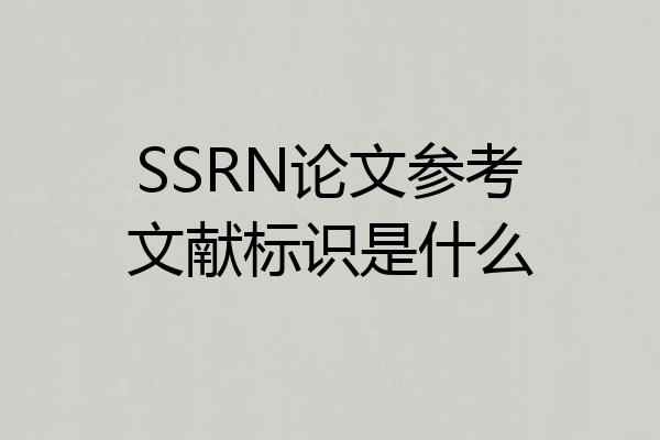 SSRN论文参考文献标识是什么